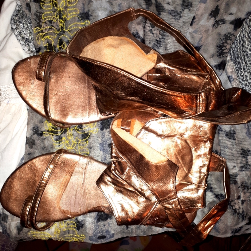 Bronze tone gladiator sandals